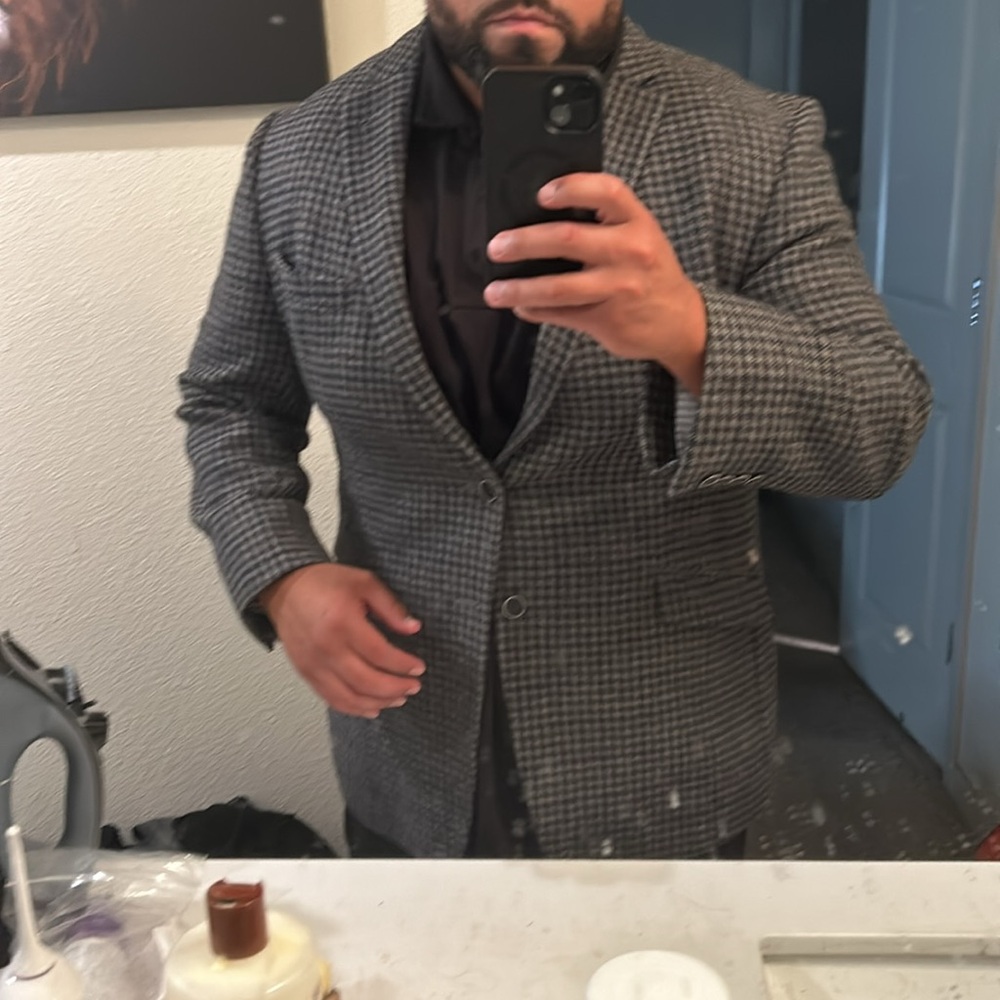 46 regular Joe abboud blazer check grey blue